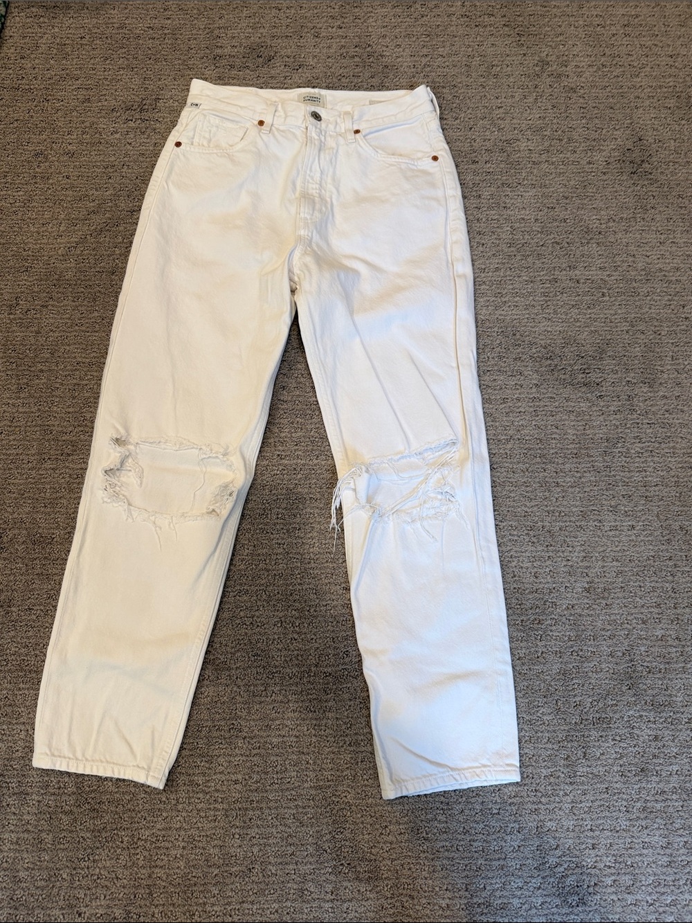 Citizens Of Humanity White Relaxed Distressed Jeans